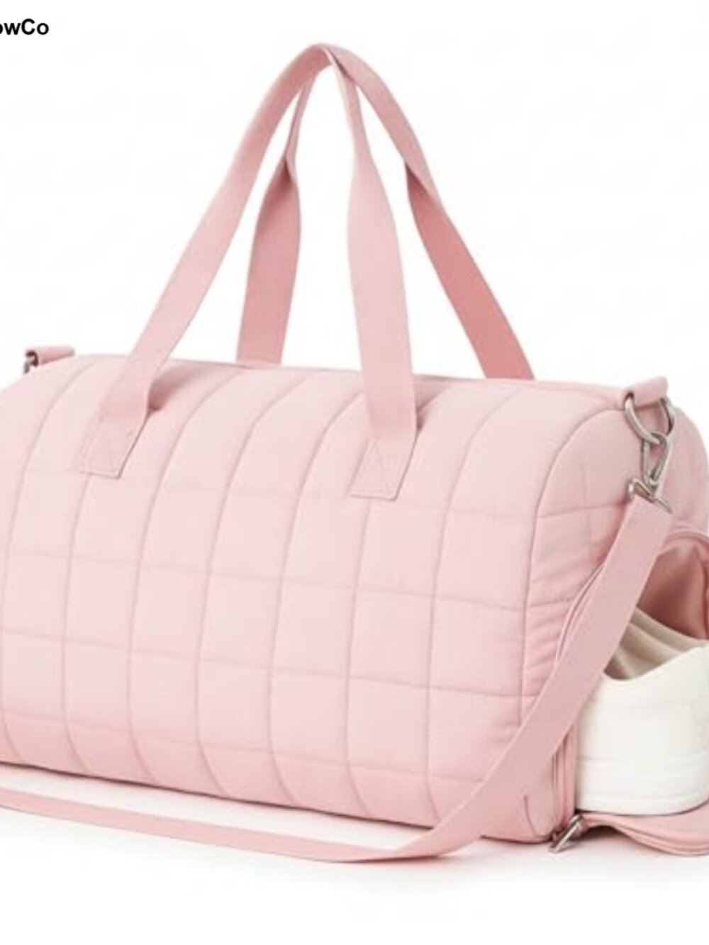 Quilted Duffel Bag Weekender Gym Travel Tote with Shoe Compartment